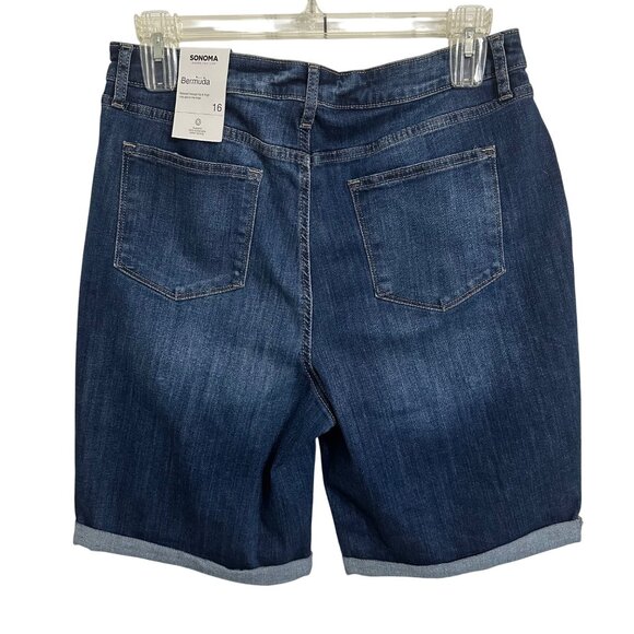 Sonoma Womens Bermuda Denim Shorts Size 16 Jorts Cotton Blend Vacation Beach - Picture 2 of 11